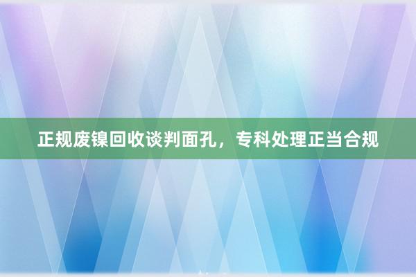 正规废镍回收谈判面孔，专科处理正当合规